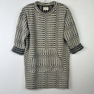 BILLY REID Black Preston Fall Tweed Sweater Knit Timeless Boxy Comfy Dress SMALL